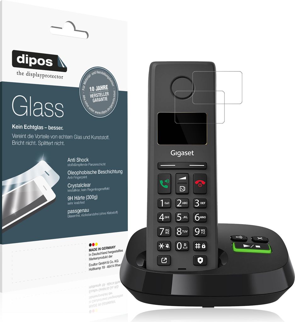 2x Schutzfolie für Gigaset Pure 220A - Anti-Shock 9H Folie dipos Glass Kunststoffglas