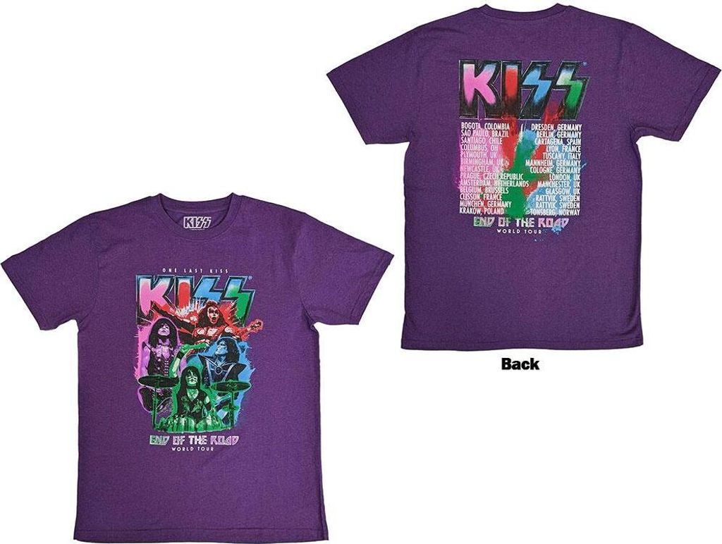 Kiss - "End Of The Road" T-Shirt Rückseitiger Aufdruck für Herren/Damen Uni RO12416 (XXL) (Violett)