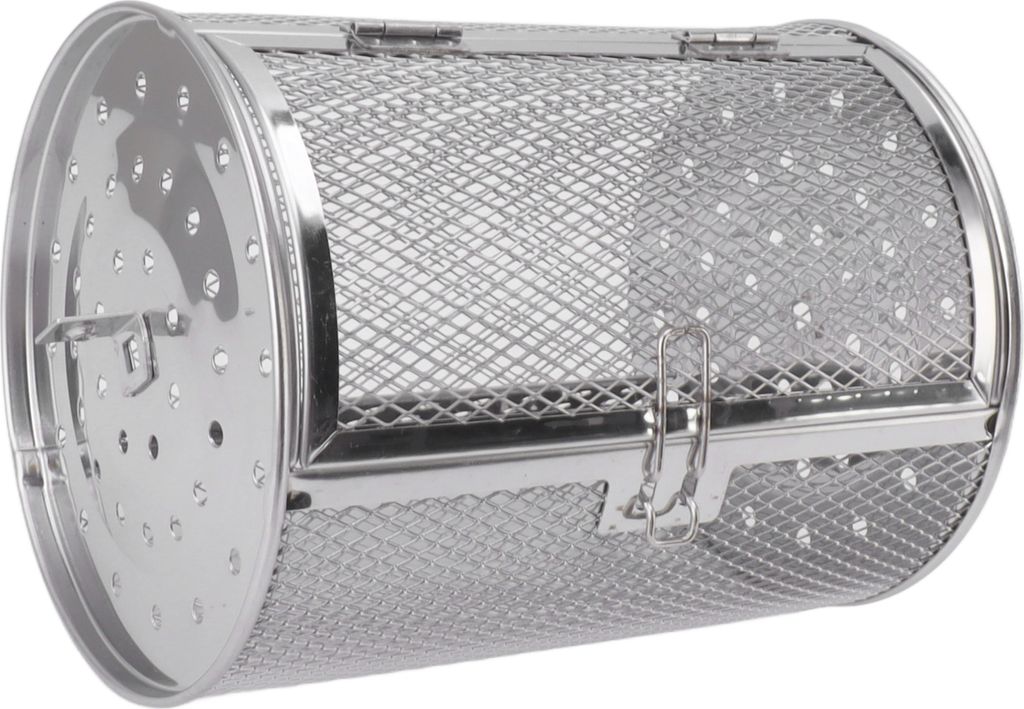 Rollender Grillkorb Edelstahl Grillkäfig Rund Edelstahl BBQ Grill Mesh für Erdnuss Getrocknete Nuss Gemüse B