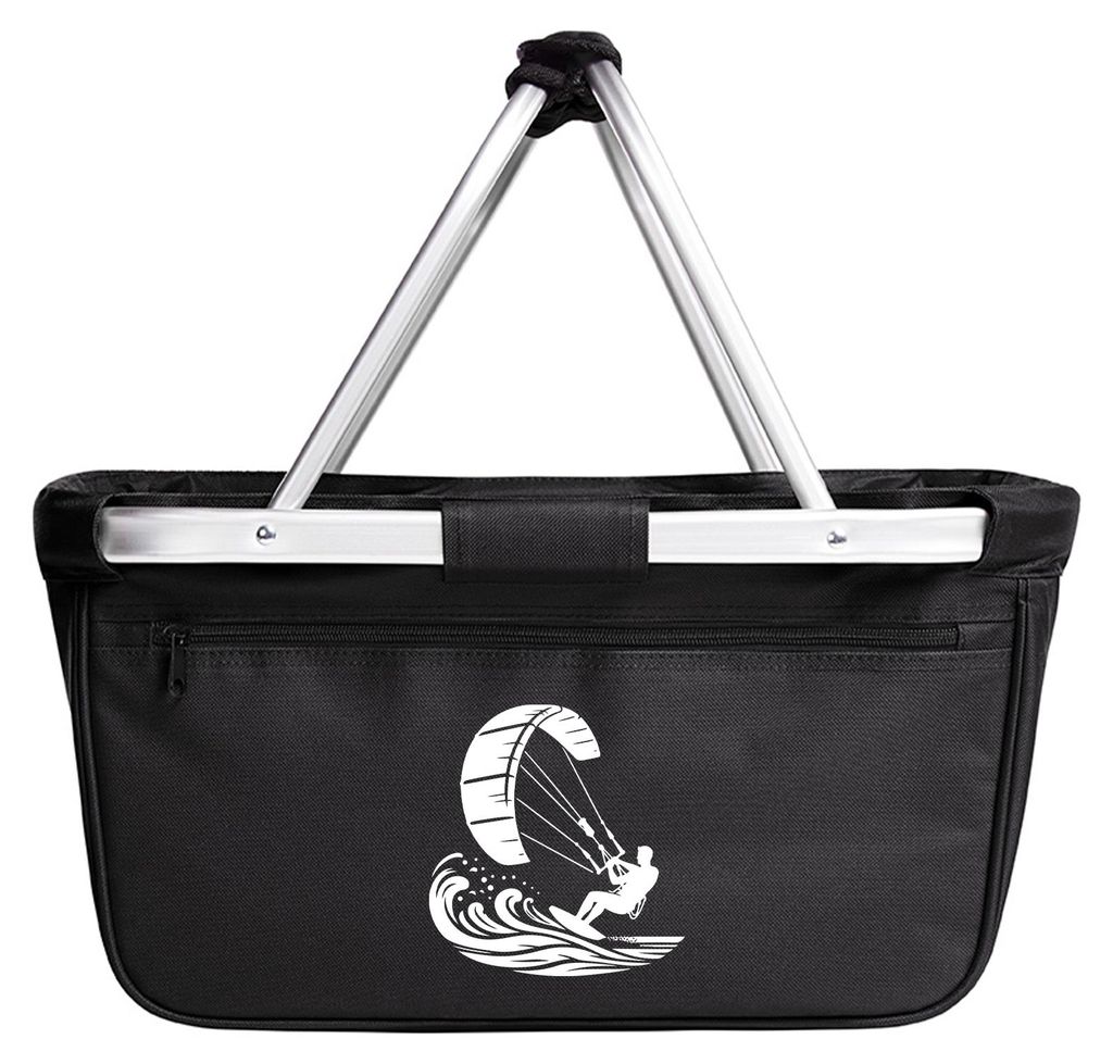 Huuraa Einkaufskorb Kitesurfen Silhouette 20 Liter Black faltbarer Tragekorb Geschenkidee