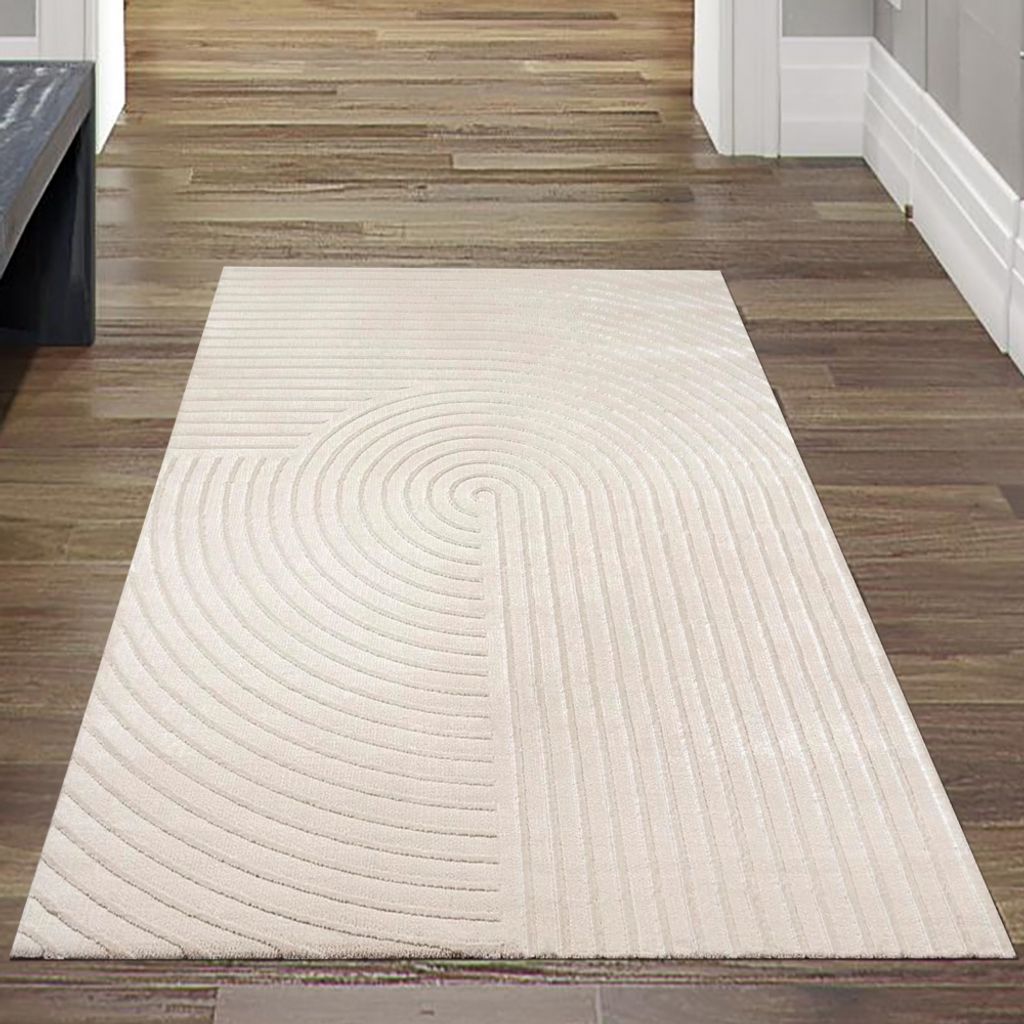 Moderner Teppich mit Bogen Muster in Beige Größe - 80 x 150 cm