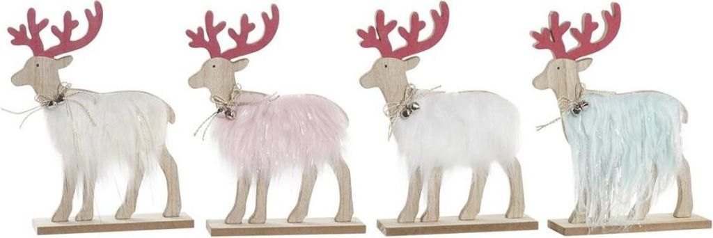 Weihnachtsschmuck DKD Home Decor Polyester MDF Rentier (23 x 5 x 16 cm) (4 Stück)