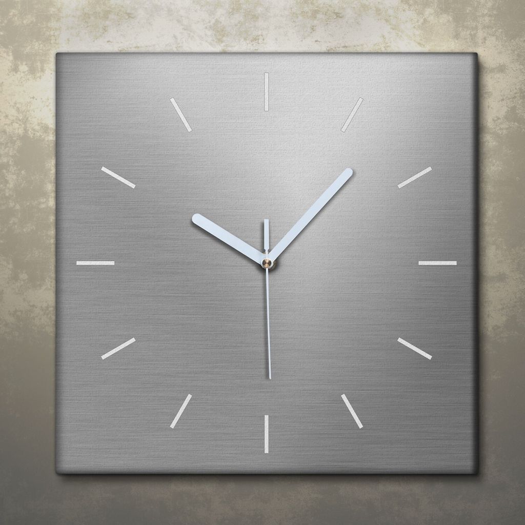 Wohnzimmer Leinwand Uhr Geräuschlos Küche 30x30 Metall, Stahl, Motive, Texture, weiße Zeiger
