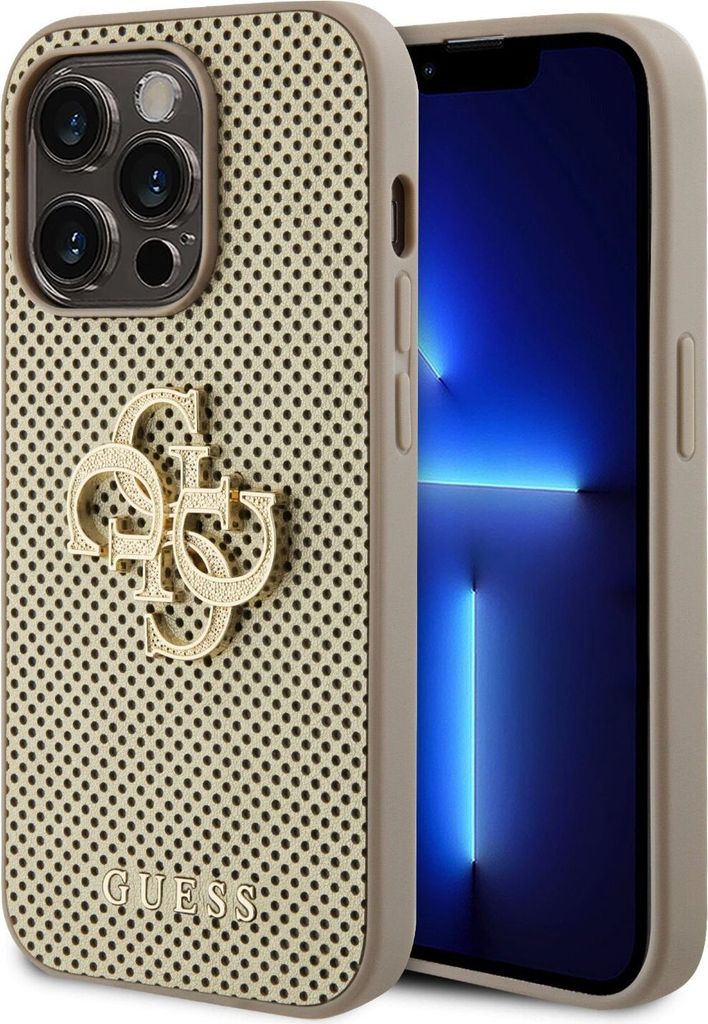 Guess Perforated 4G Glitter Hülle Für Iphone 15 Pro - Gold Produktbild 