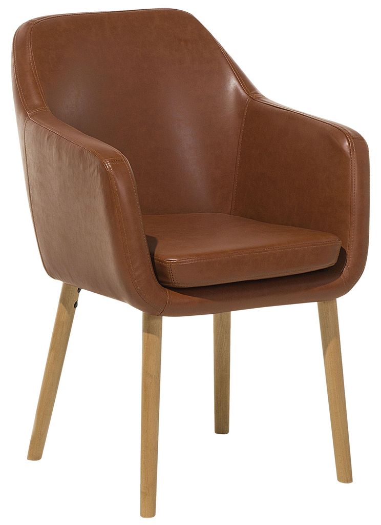 BELIANI Esszimmerstuhl Goldbraun Kunstleder Holzbeine Retro Produktbild 