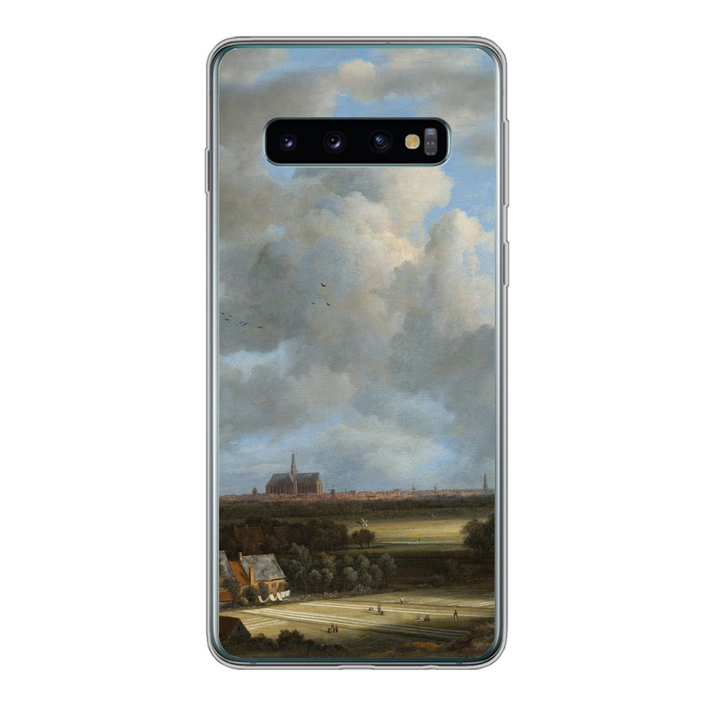 MuchoWow Handyhülle Schutzhülle Hülle für Samsung Galaxy S10 Ansicht von Haarlem mit Tribüne - Gemälde von Jacob van Ruisdael Silikon Softc...