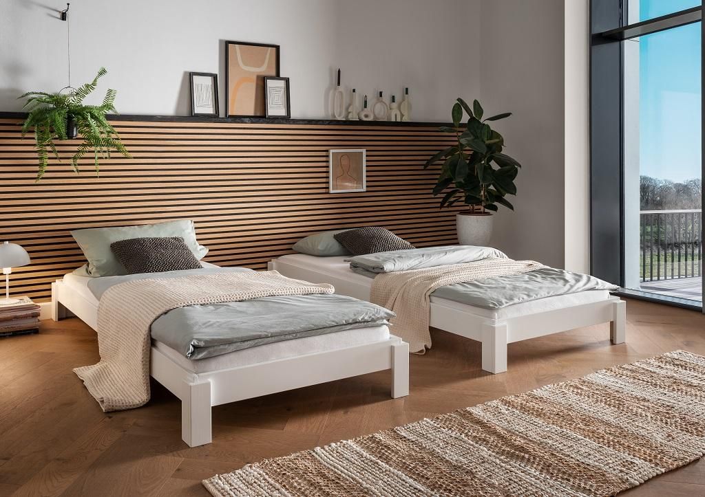 Stapelbett 90x200cm 'Dubi' Buche massiv weiß lackiert