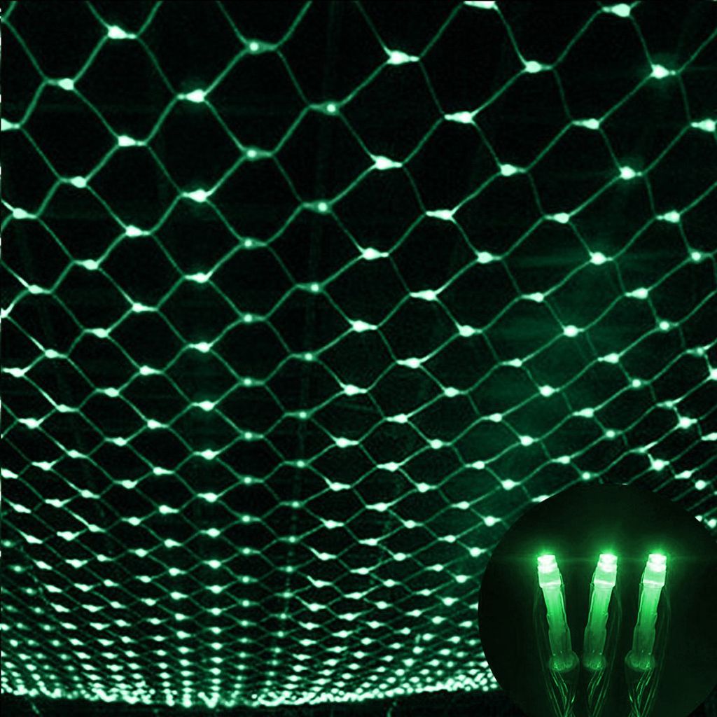 3X2M 200 LED Lichterkette Netz Lichternetz Grün Dauerlichtmodus Lichtervorhang Innen Party Balkon Deko Weihnachtsbeleuchtung