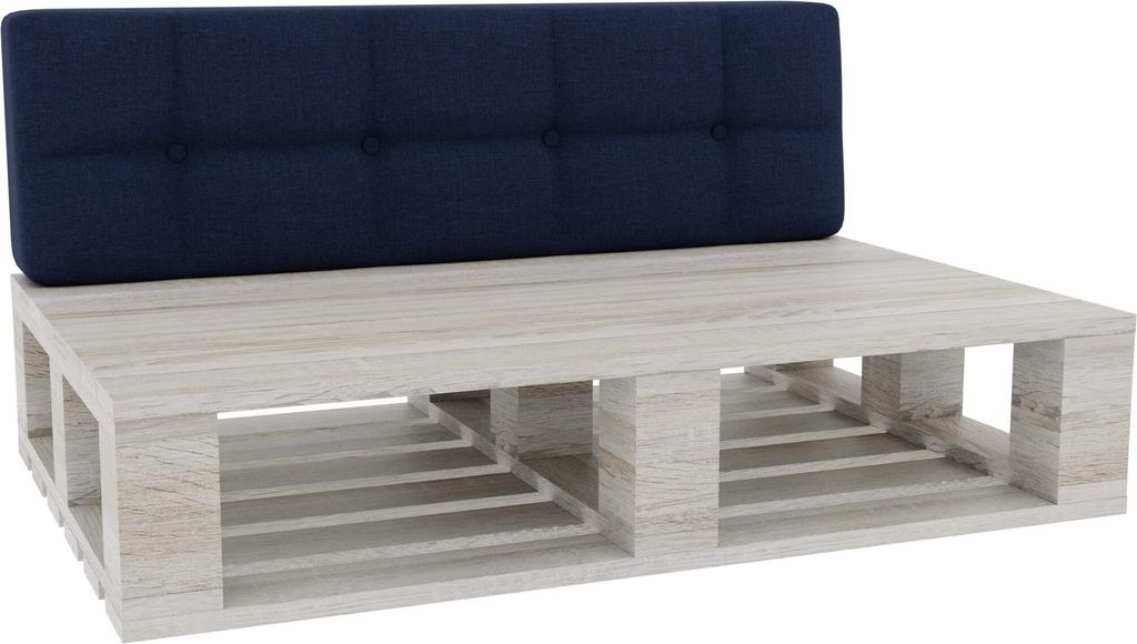 Palettenkissen, Palettenauflagen Sitzkissen Rückenlehne Gesteppt PFG (Rückenlehne 120x40, Navy blau)
