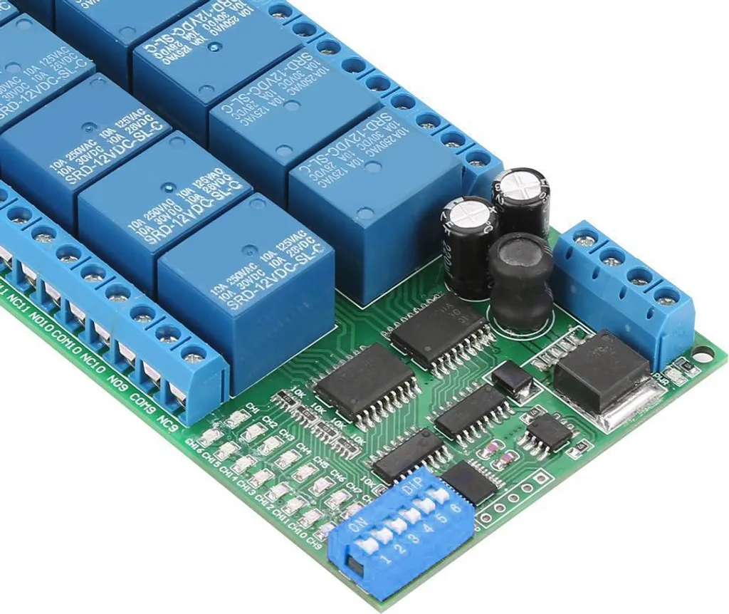 Module 16 relais Modbus RTU RS485 12V CC haute performance pour PLC - 11