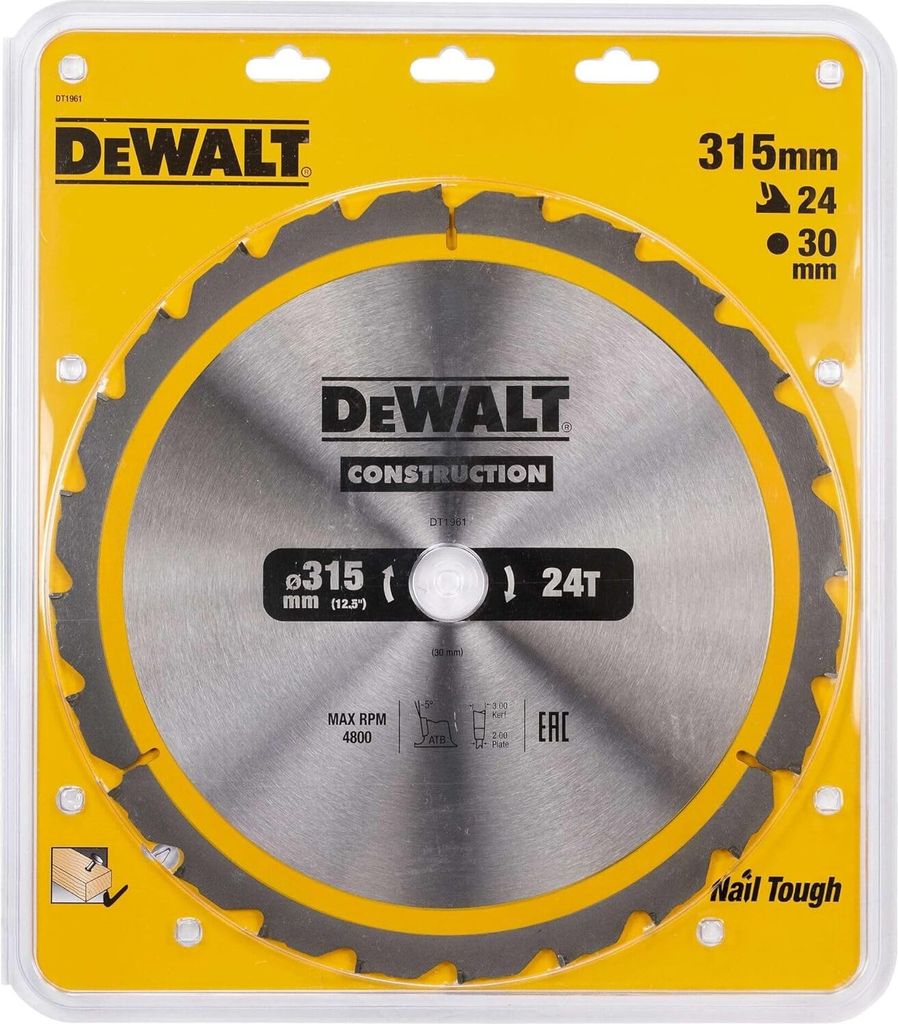 Dewalt DT1961-QZ Kreissägeblatt 315 x 30 mm, 24 Zähne, Holz