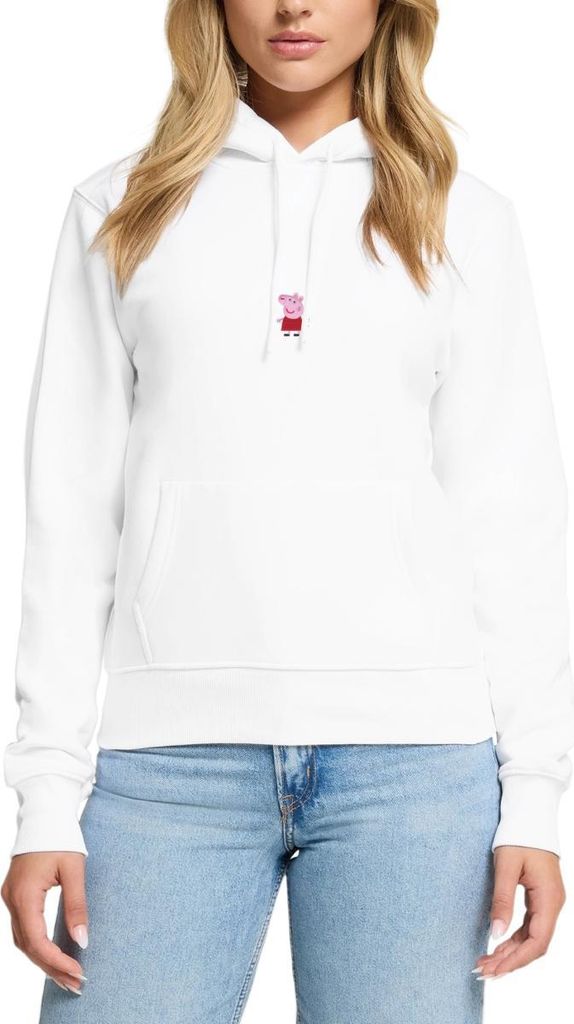 Spreadshirt Peppa Wutz Stick Geschenkidee Damen Premium Hoodie, S, Weiß