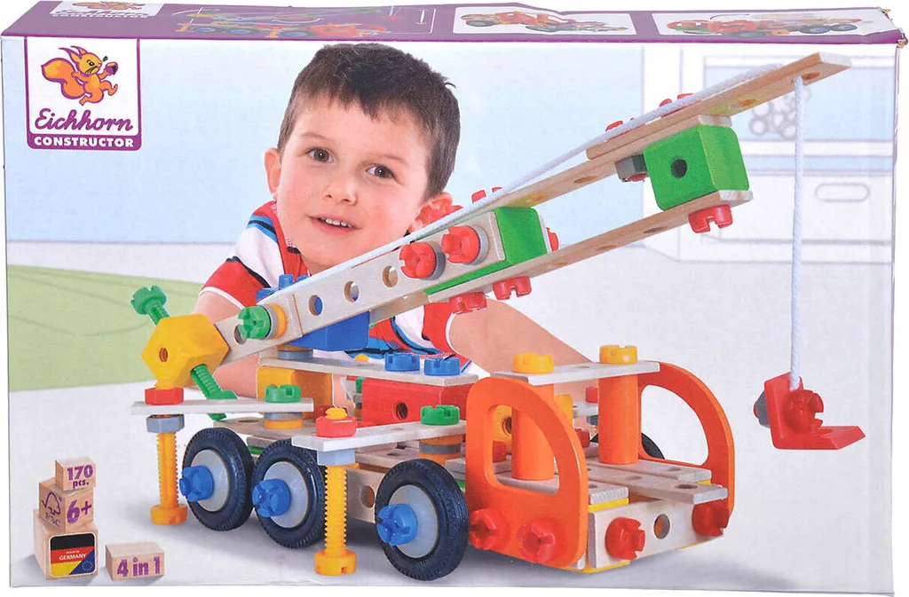 Jeu de construction bois 4 en 1 Eichhorn Constructor - 170 accessoires - 6