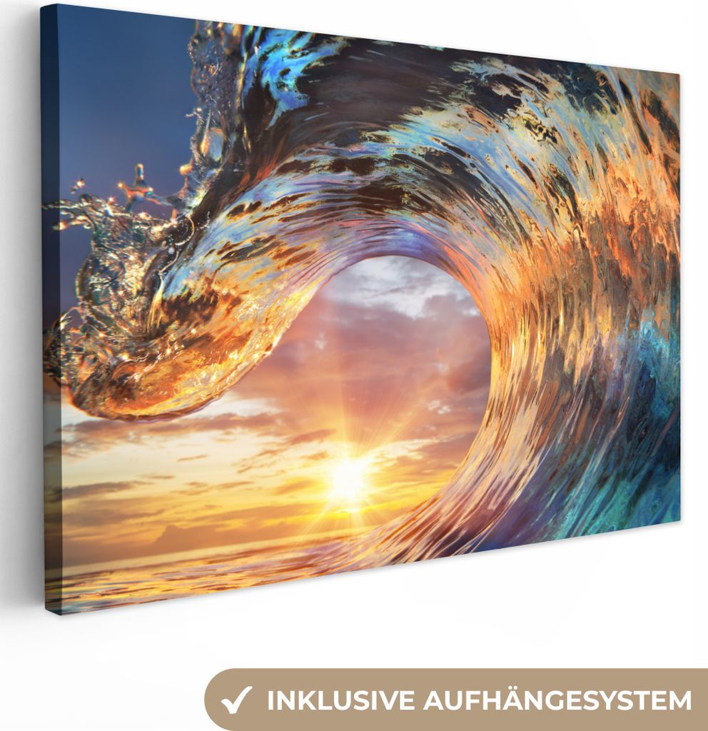 OneMillionCanvasses - Leinwandbilder - 140x90 cm, Meer - Golf - Farben, Wandbilder Kunstdruck Wanddekoration