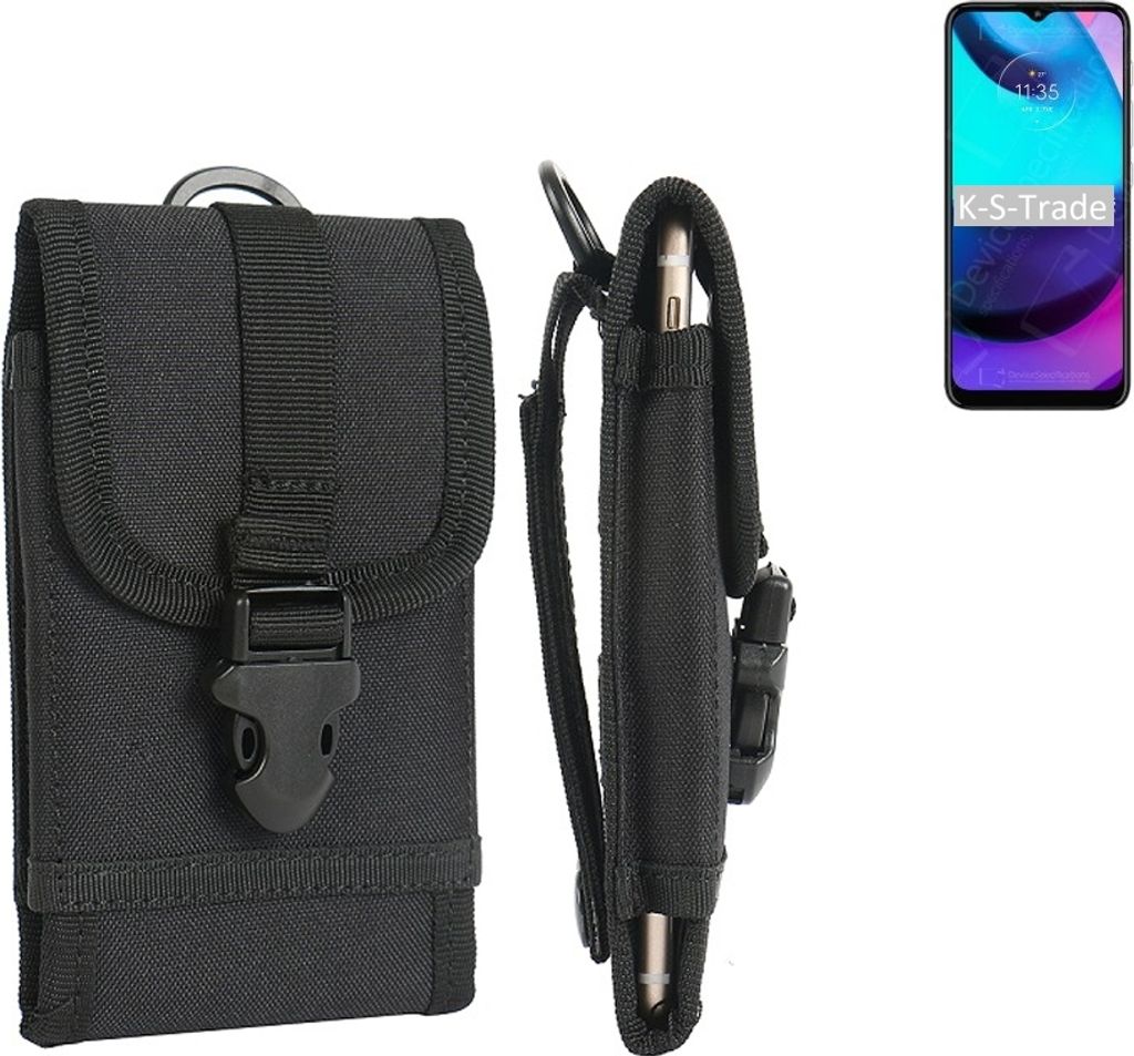 K-S-Trade Holster Handy Hülle kompatibel mit Motorola Moto E20 Holster Handytasche Gürtel Tasche Schutz Hülle Robust Outdoor schwarz