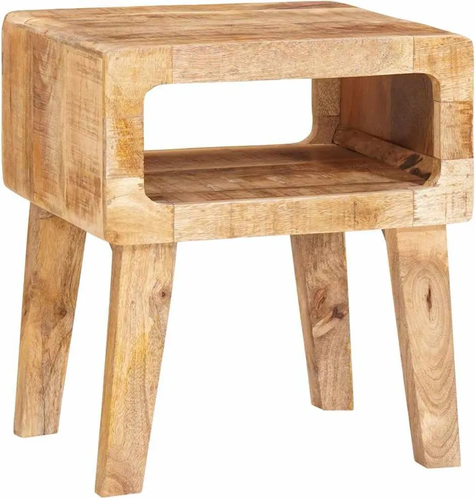 Tavolino Basso SYFAX 40x32x46 cm Legno Mango Massiccio Marrone