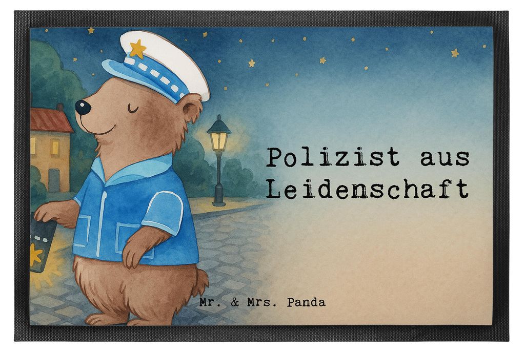 Mr. & Mrs. Panda Schmutzfangmatte Polizist Leidenschaft Design 50 x 75 cm - Weiß - Geschenk, Fußabtreter, Cop, Fussmatte, Schmutzmatte, Fußabstr...