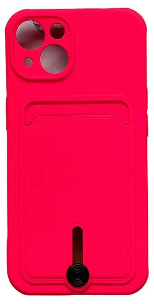 Hülle für iPhone 15 Silikon-Kartenhalterschutz in Pink Citrus