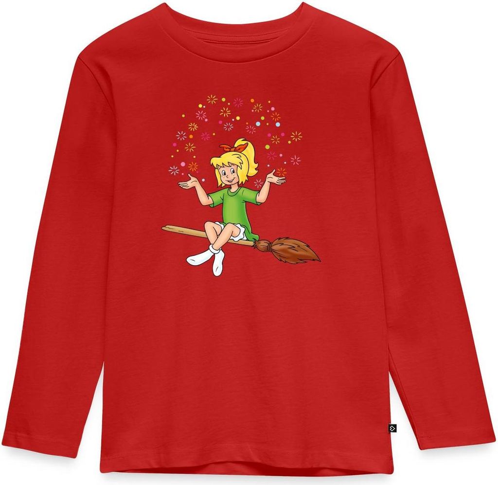 Spreadshirt Bibi Blocksberg Sitzt Auf Kartoffelbrei Kinder Premium Langarmshirt, 98/104 (2 Jahre), Rot