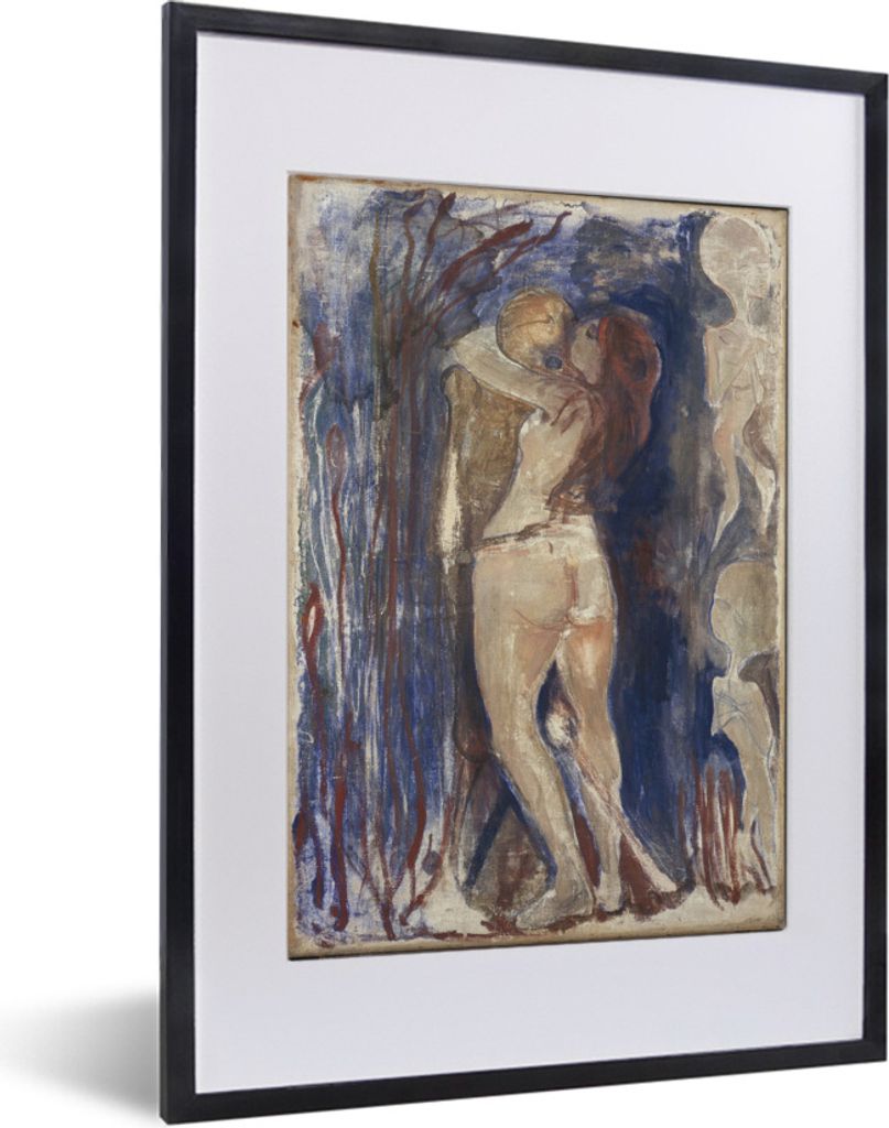 MuchoWow MuchoWow Gerahmtes Poster Tod und Leben - Edvard Munch 30x40 cm - Poster mit zchwarzem Bilderrahmen - Wandposter Schlafzimmer