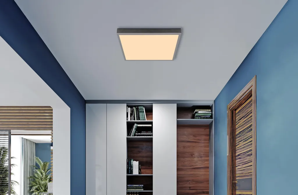Plafonnier LED 45 cm gris opale avec diffuseur anti-éblouissement