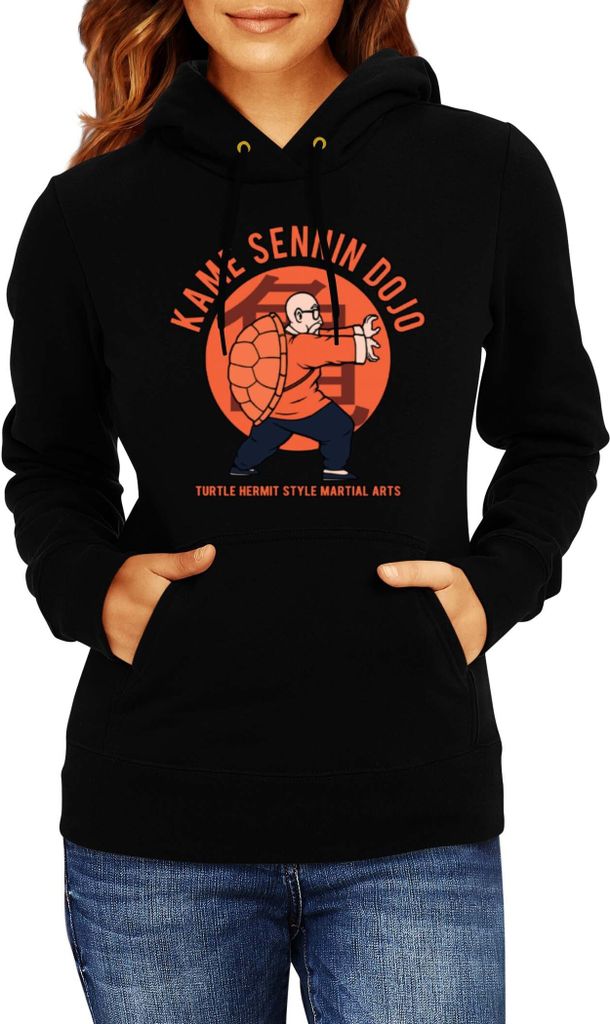Damen Kapuzenpullover Dragon Anime Manga Ball Z Master Roshi 016, Lady S / Schwarz