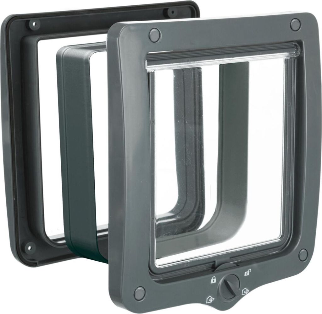 TRIXIE 4-Wege Freilauftür XXL mit Tunnel - grau - 24 × 28 Produktbild 