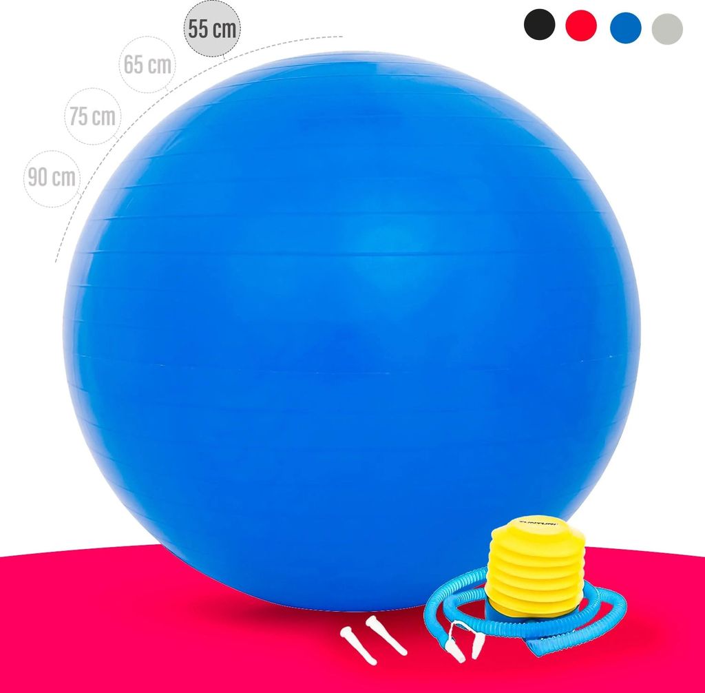 Gymnastik-Ball, besonders strapazierfähig und belastbar, Reißfest, inklusive Fußpumpe