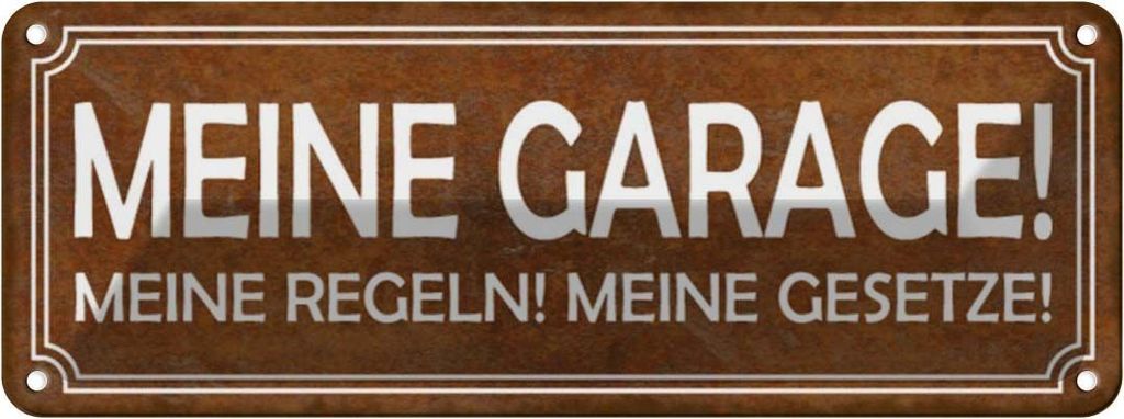 vianmo Blechschild 10x27 cm meine Garage Regeln Gesetze Auto Werkstatt