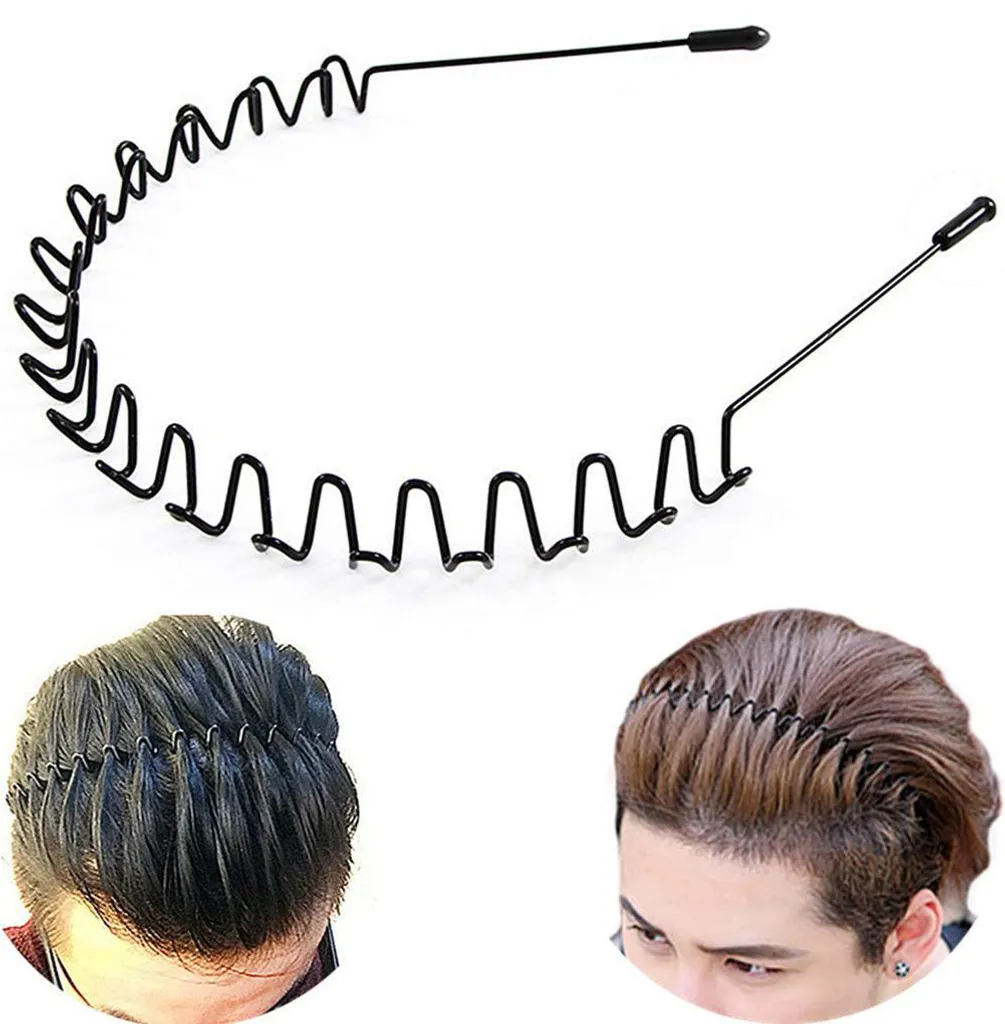 Set 6 Cerchietti Capelli Uomo Metallo Nero - Fascia Sportiva Antiscivolo