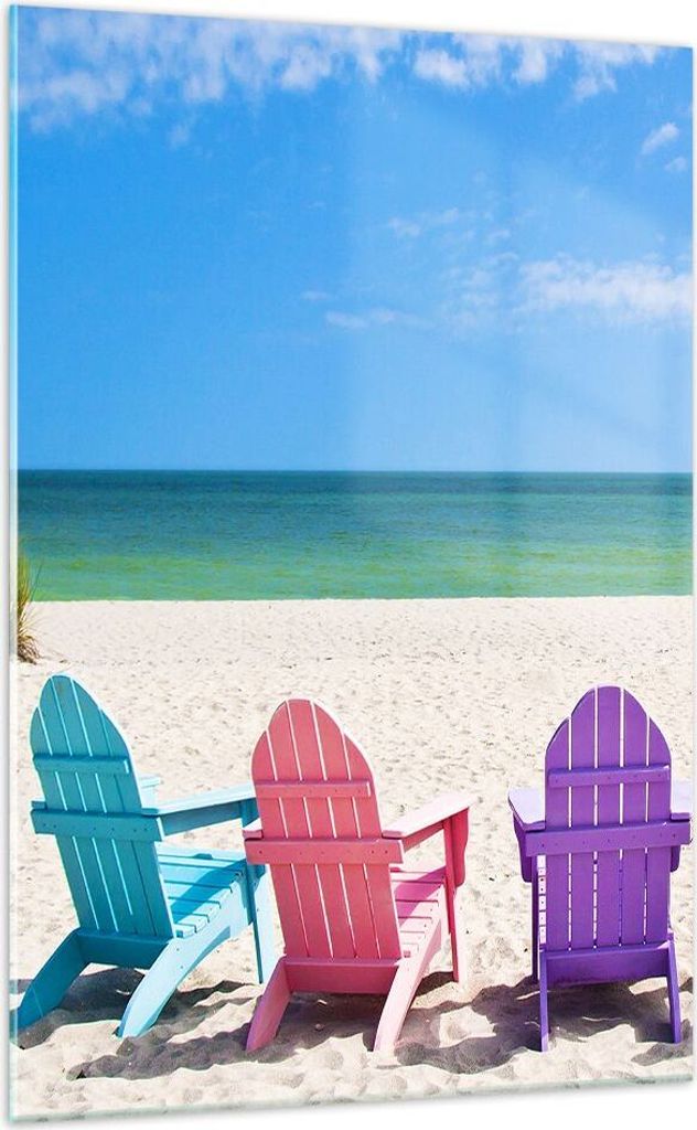 Bilder auf glas - Einteilig - Sunbed ufer florida Sommer - 70x100cm - Glasbilder - Wandbilder - Bilder - Wanddekoration aus Glas - Glas Bilder - Wa...