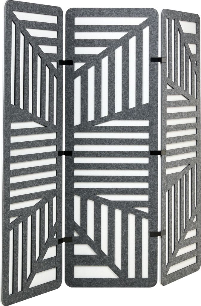 BELIANI Raumteiler Dunkelgrau/Hellgrau Stoff 180 x 60 cm 3-teilig Büro Home Office Stellwand Trennwand Wohnzimmer Schlafzimmer Innenbereich