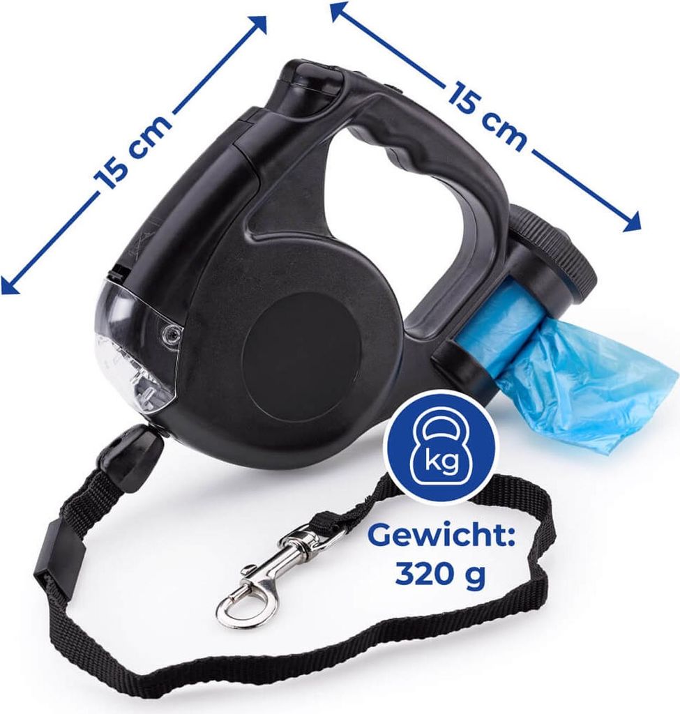 WENKO Hundeleine mit LED Licht Kotbeutelspender Produktbild 5