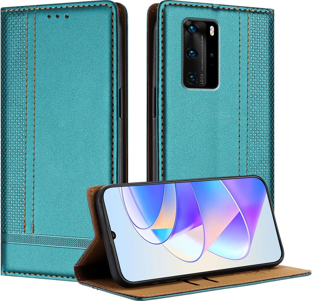 Handyhülle für Huawei P40 Pro Leder Flip Klappbare Schutzhülle mit Standfunktion Grün