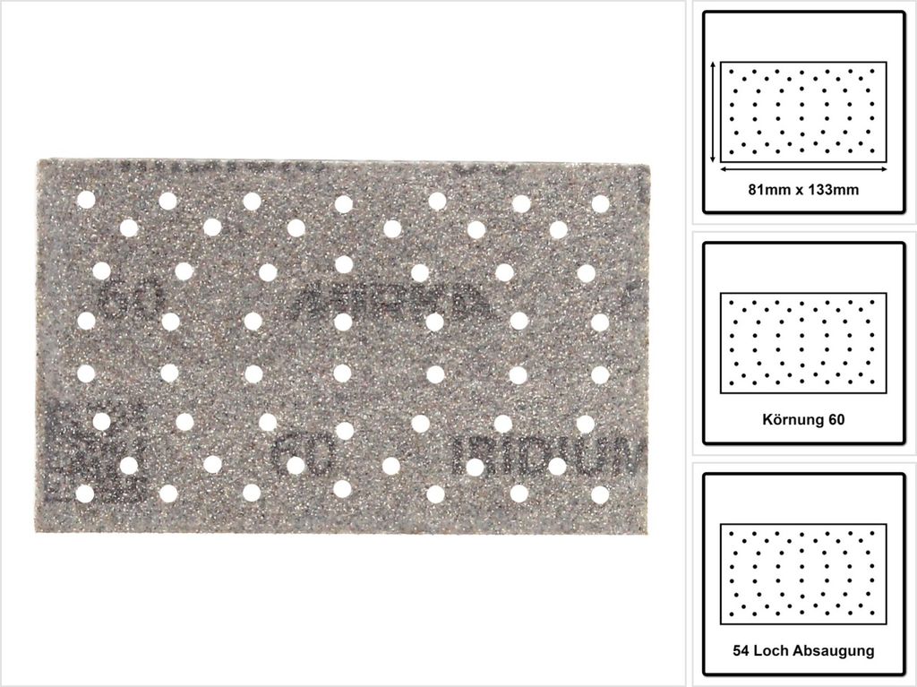 Mirka IRIDIUM Schleifstreifen Grip 81x133mm K60, 50 Stk. ( 246B105060 )