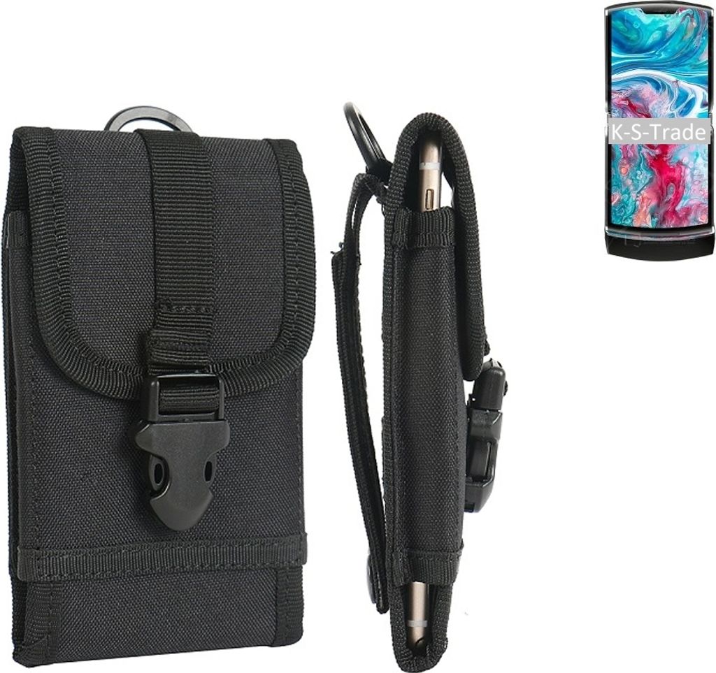 K-S-Trade Holster Handy Hülle kompatibel mit Motorola Razr 2019 Holster Handytasche Gürtel Tasche Schutz Hülle Robust Outdoor schwarz