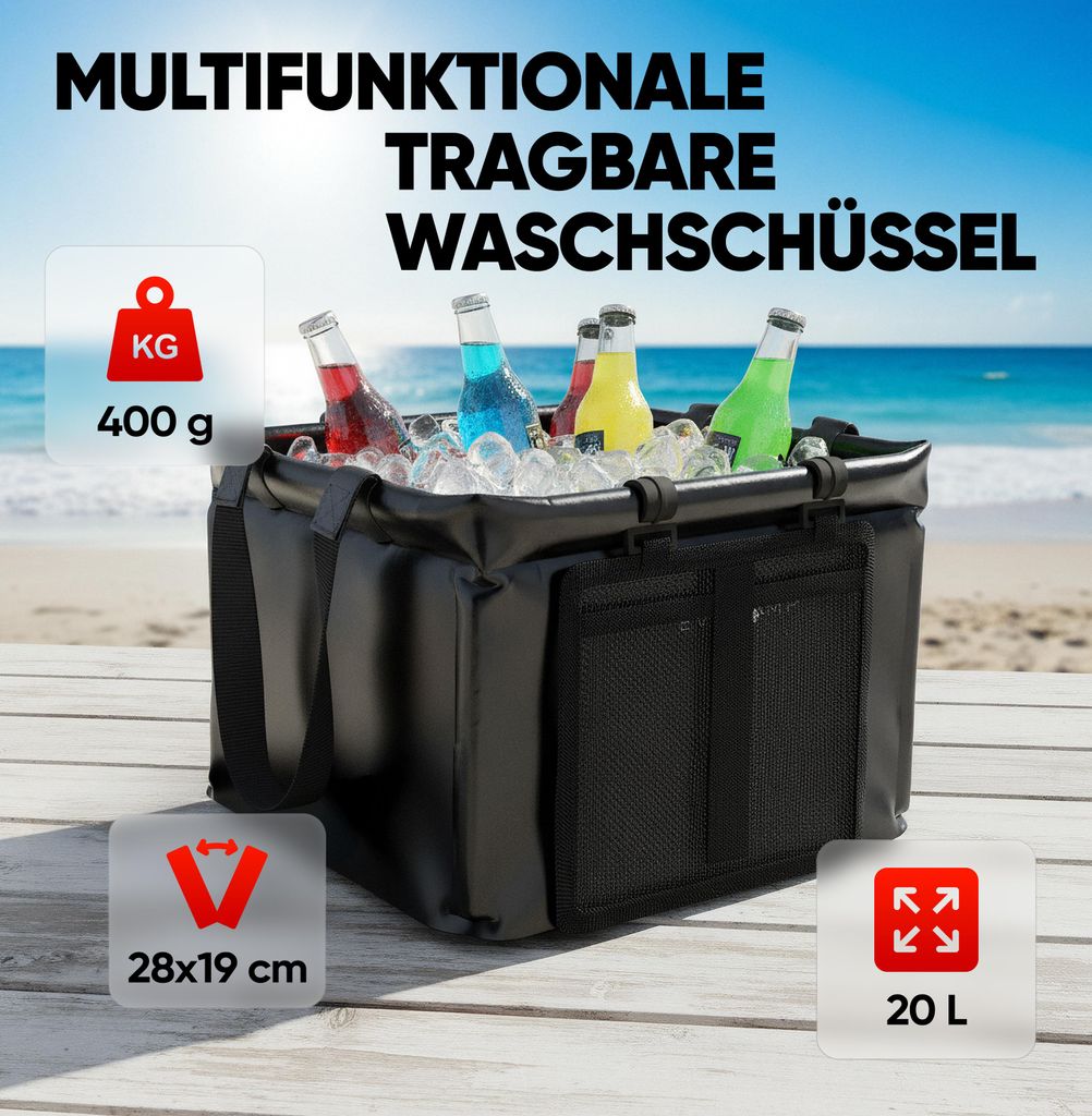 EVOCAMP faltbare Spülschüssel 20L, wasserdicht Faltschüssel
