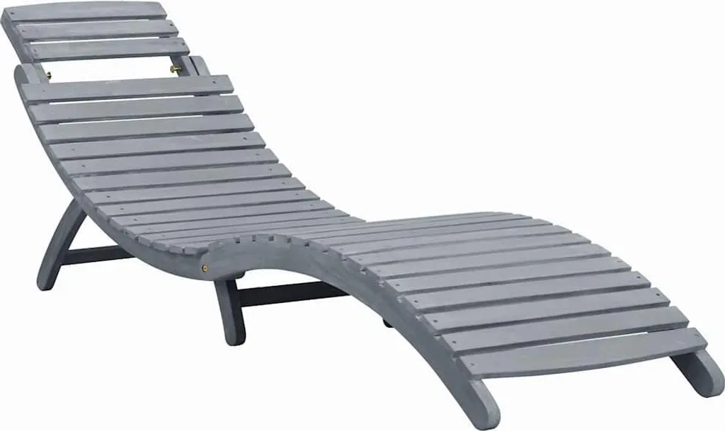 vidaXL Lettino con cuscino grigio in legno massiccio di acacia