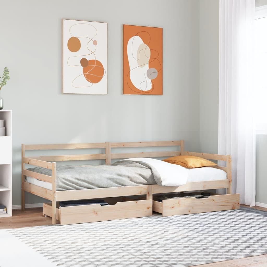 Tagesbett mit Schubladen 90x190 cm Massivholz Kiefer, Klassische Betten Design Möbel Neu