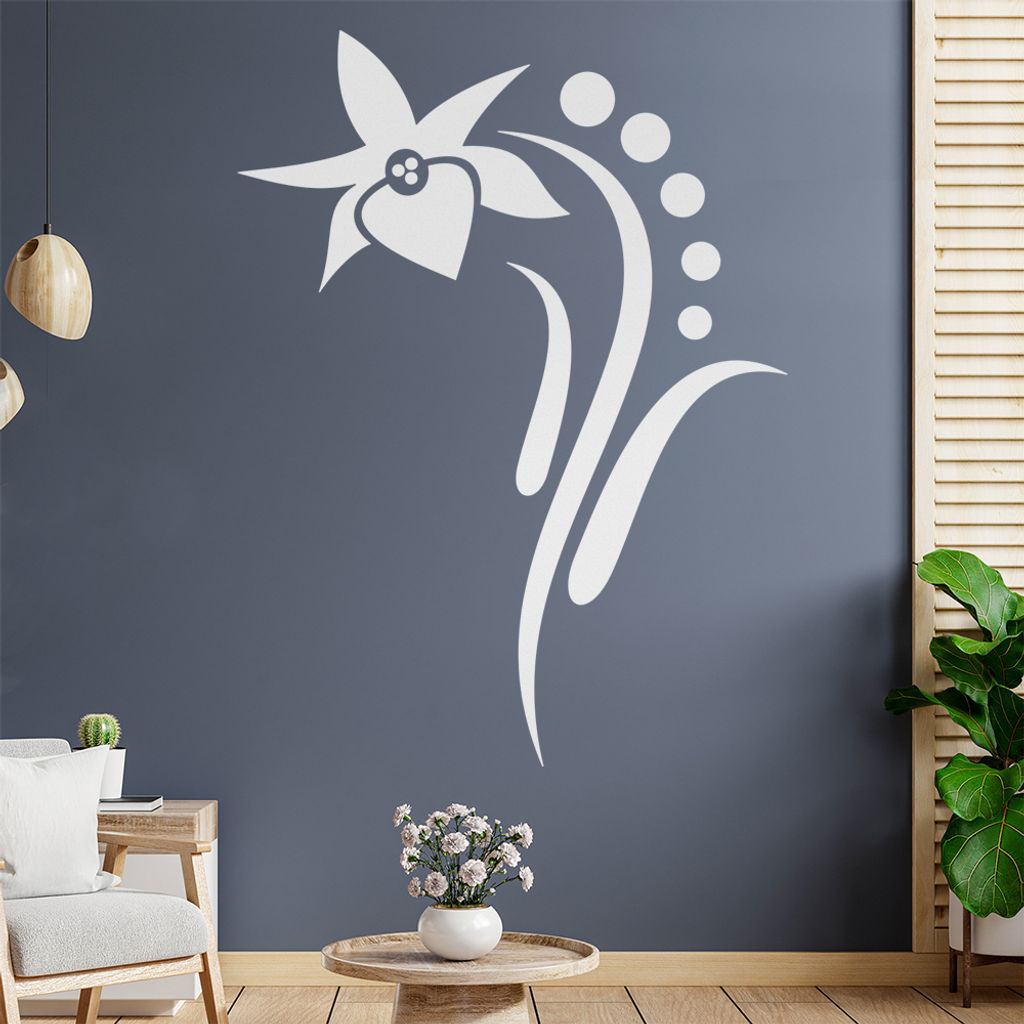 Blume - Linien Punkte Wandtattoo in 6 Größen - Wandaufkleber Wall Sticker - Dekoration, Küche, Wohnzimmer, Schlafzimmer, Badezimmer