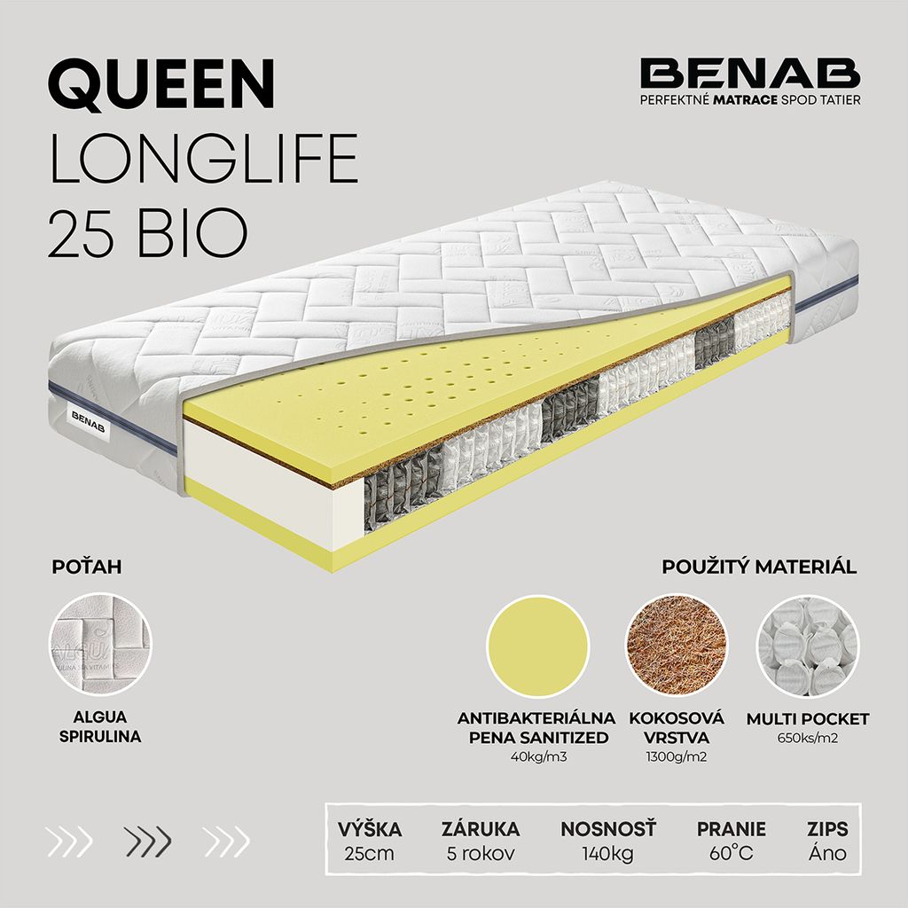 Taštičkový matrac Benab Queen Longlife 25 Bio Matrac 90 x Obrázok produktu 