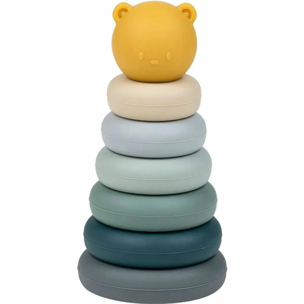 Nattou Tour d'empilage silicone souple sans BPA pour éveil de bébé