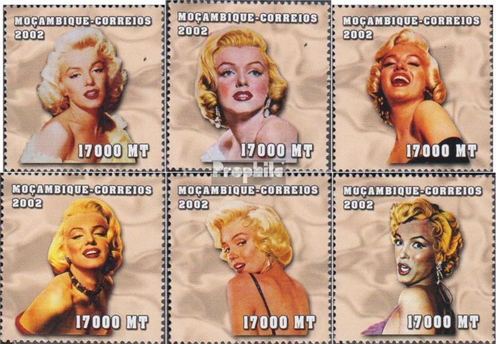 Briefmarken Mosambik 2002 Mi 2427-2432 (kompl.Ausg.) postfrisch Marilyn Monroe