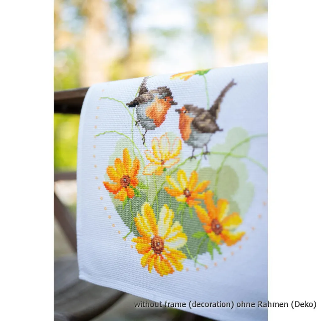 Regala un Kit Ricamo Vervaco - Motivo Pettirosso e Fiori per Appassionati