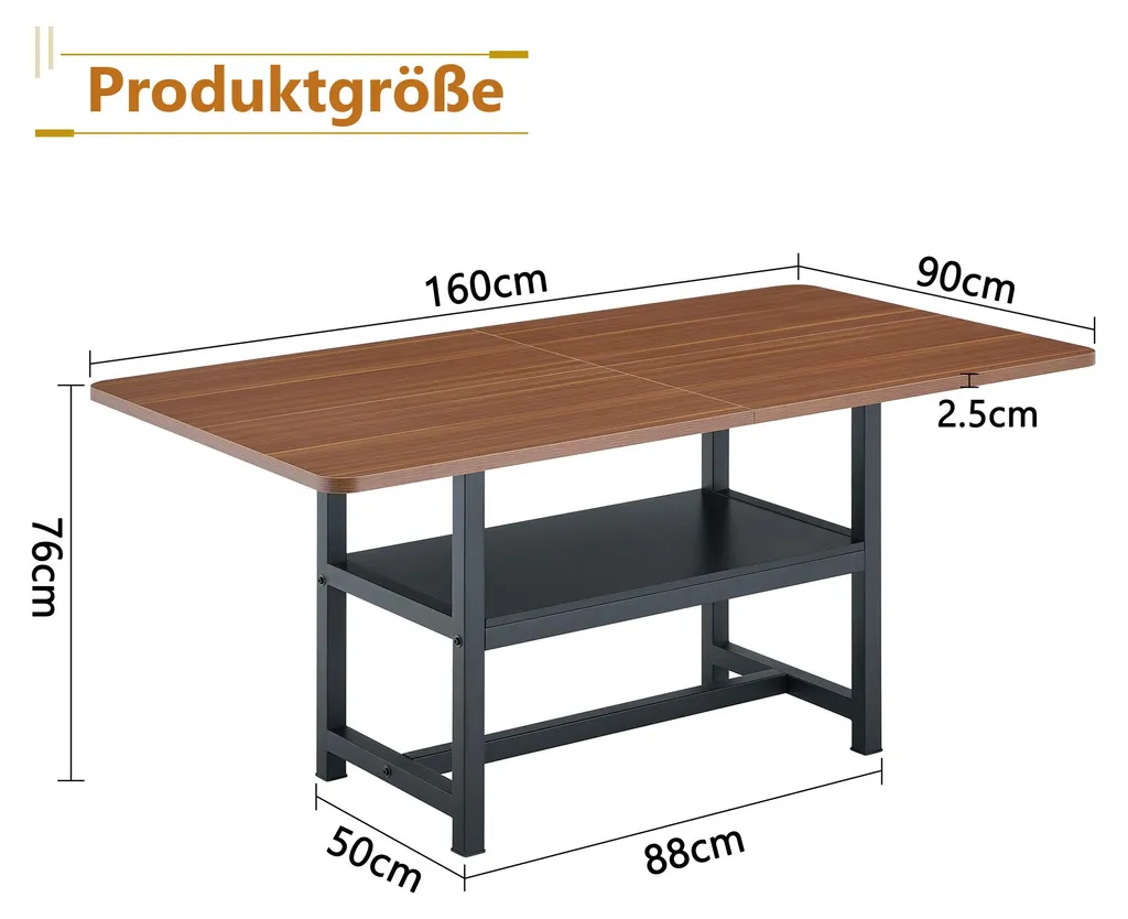 Grande table de repas rectangulaire style loft pour 6 personnes - 3