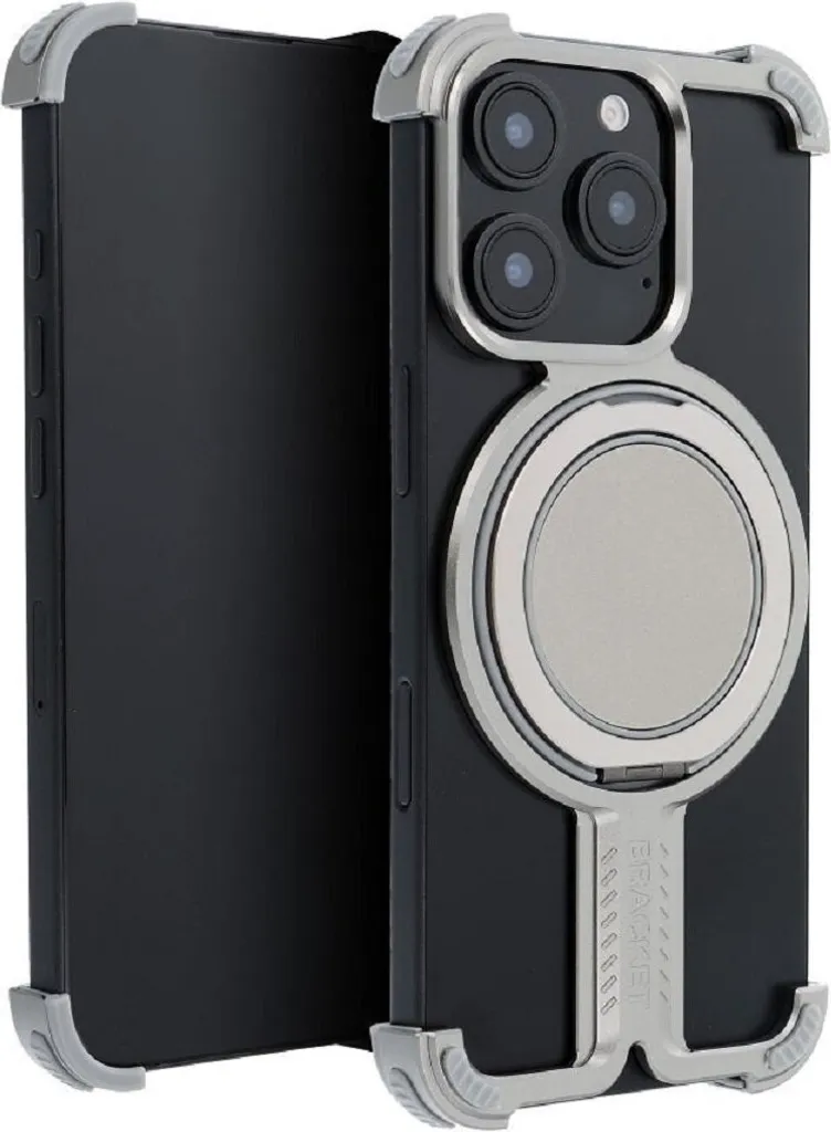 Custodia iPhone 15 Alluminio Argento con Supporto ad Anello - Robusta