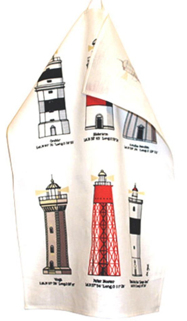 Design 20 - 437300 - Geschirrtuch, Leuchttürme, Halbleinen, bedruckt, 47cm x 65cm, waschbar bis 40 Grad