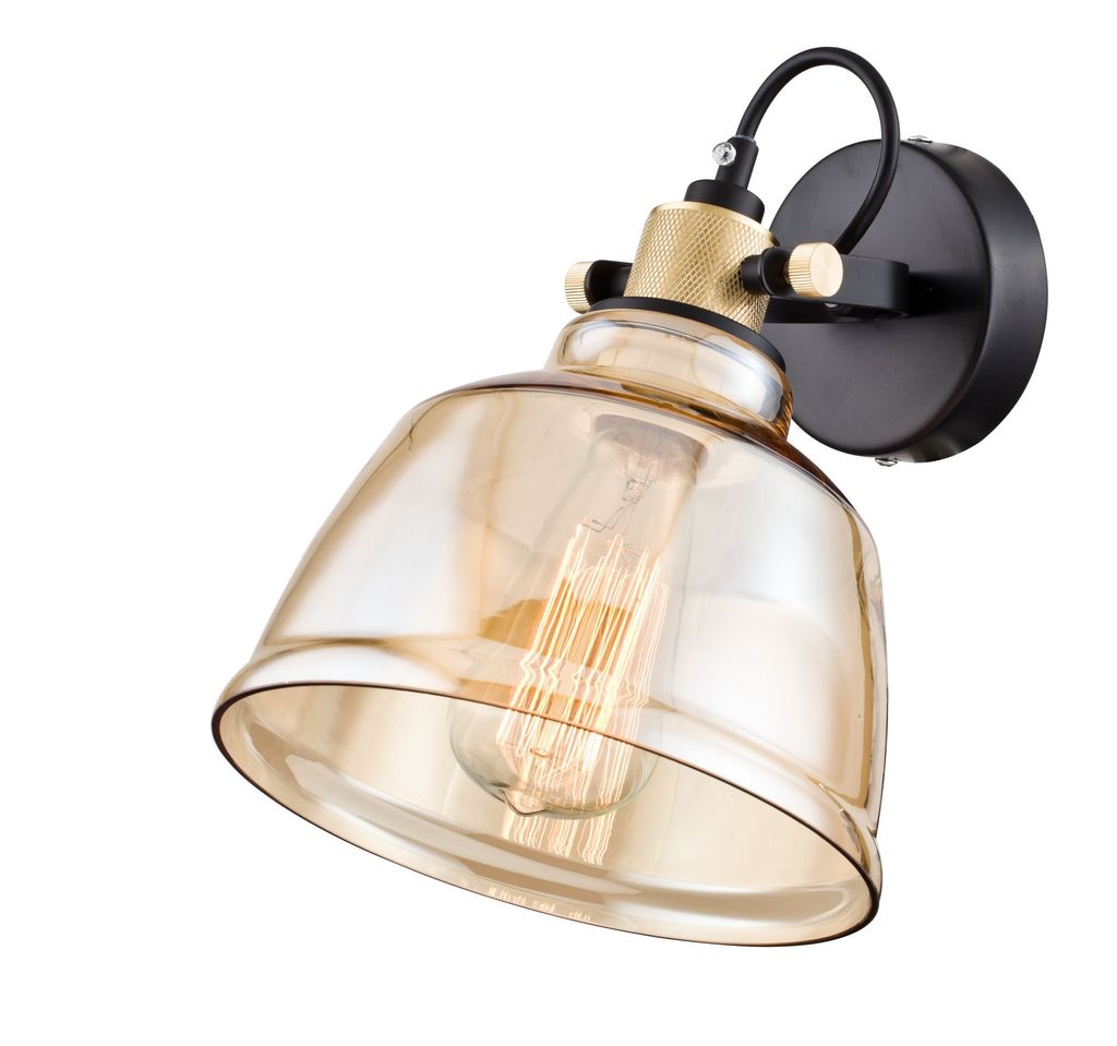 Maytoni Moderne Wandleuchte Irving 1xE27 excl. in Schwarz aus Metall Glas 40 W für Küche, Schlafzimmer, Wohnzimmer, Esszimmer, Lobby