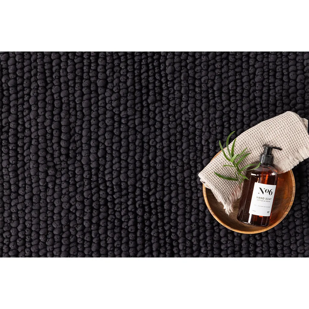 Tapis de bain 80x50cm noir Wilmer idéal pour sortie de douche d'angle