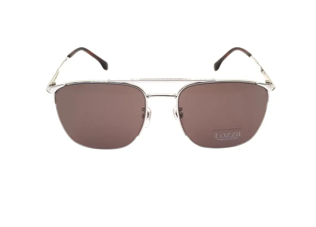 Lozza Portofino SL2408 0579 Lunettes de Soleil Homme en Métal Argenté